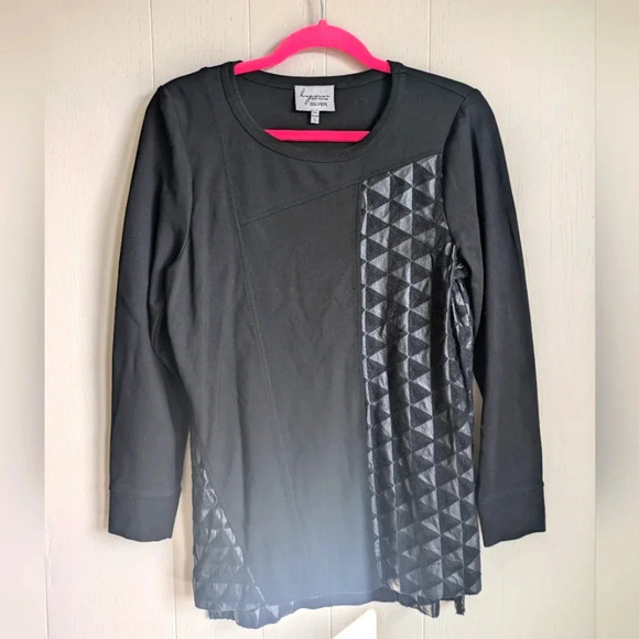 Lynn Ritchie Silver Black Pleather Tunic size Small‎ Goth Edgy Grunge Biker - Picture 8 of 8